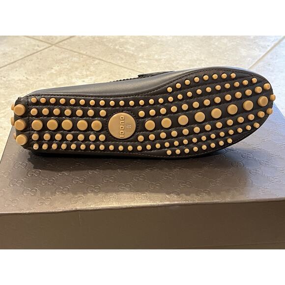 $1200 Gucci Men’s Brown Leather Slip On Loafers Driving Shoes US 10 NEW IN BOX!! - Picture 6 of 13
